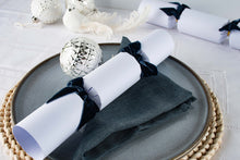 Load image into Gallery viewer, Luxury, Christmas Snowfall, Ultra High Quality, Navy Blue Bow, Handmade Bon Bon - Box of 8 | Bonbon Crackers