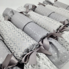 Load image into Gallery viewer, Christmas Re-Crackers | Handmade Waste Free Reusable Bonbons | Ultra High Quality | Silver &amp; Ice | Box of 8
