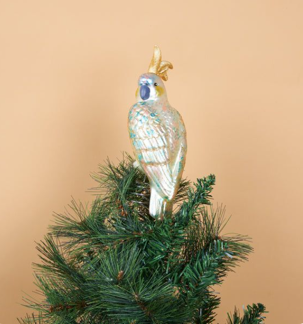 Christmas Tree Topper - Glass Cockatoo 